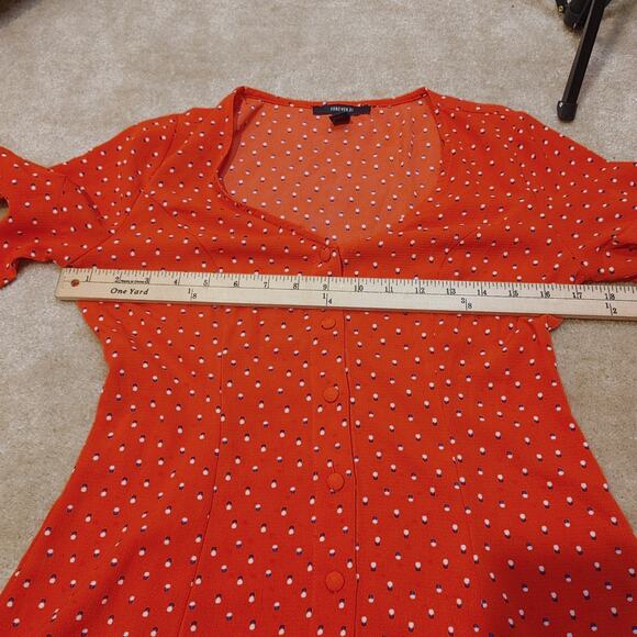 Forever 21 Button Front Flutter Sleeve Dress Size Small Button Down Polka Dot - Picture 8 of 9